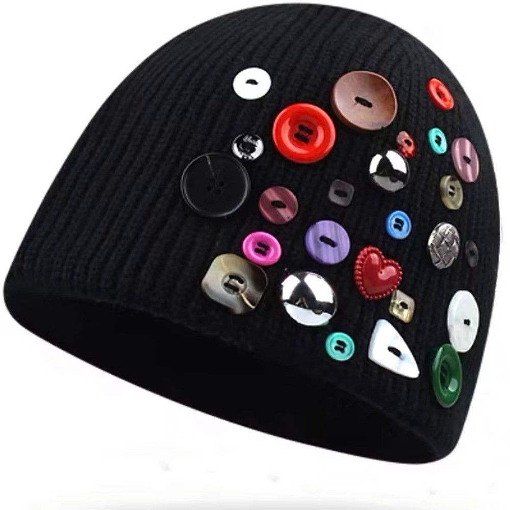 หมวกบีนนี่ปักกระดุมหลากสี หมวก - Beanie Cuffed Knit บทวิจารณ์และราคา